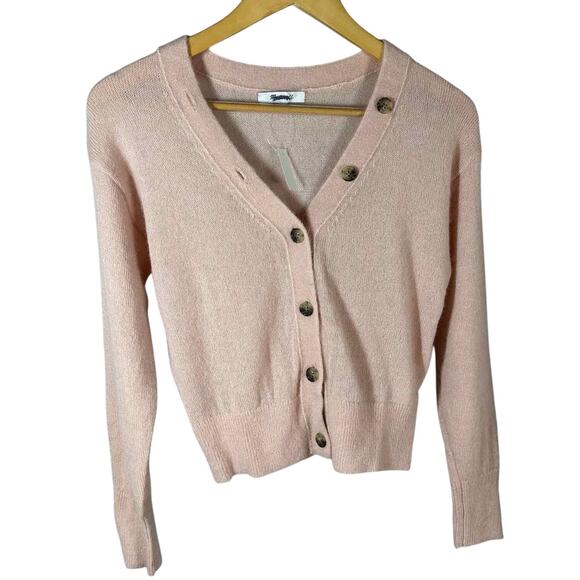 Madewell Alpaca-Blend V-Neck Cardigan Size Small Heather Pale Blush - Picture 1 of 11